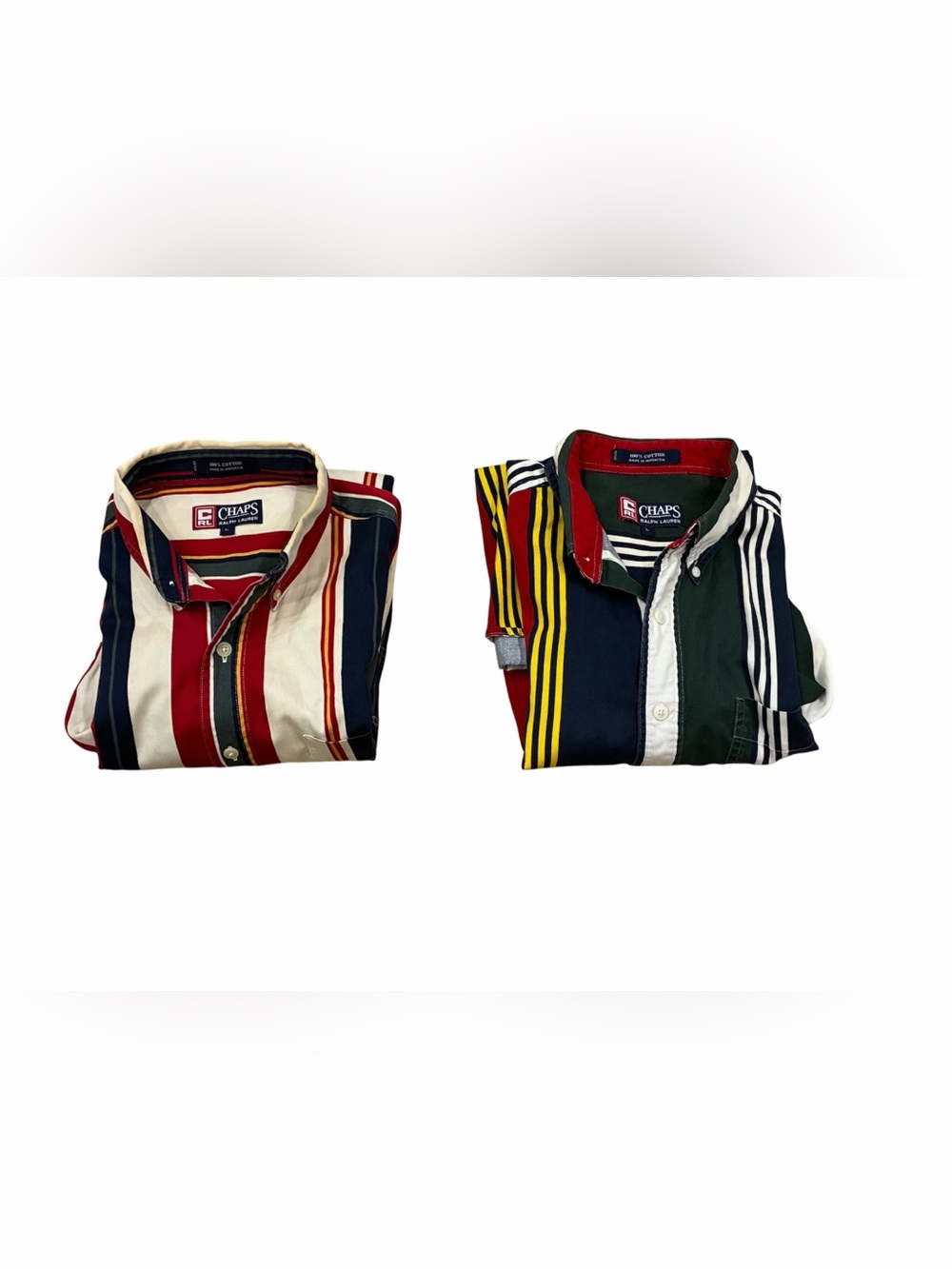 Vintage Chaps x Ralph Lauren Button Up Shirt Men's Sz L Vertical Stripes Lot 2